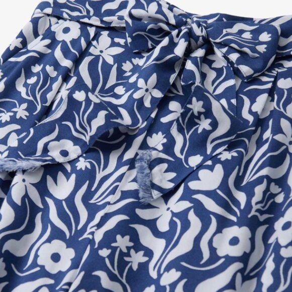 NEW - Hatley Belted Wide Leg Pants - Wavy Flowers - Blue & White - Size S/P - Picture 4 of 5